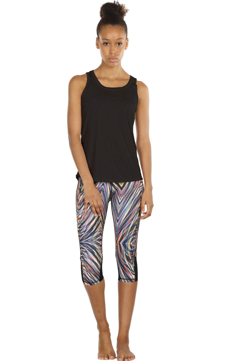 icyzone Yoga Tops Activewear Workout Clothes Open Back Fitness Racerback Tank Tops for Women (S, Black/White) - Image 2